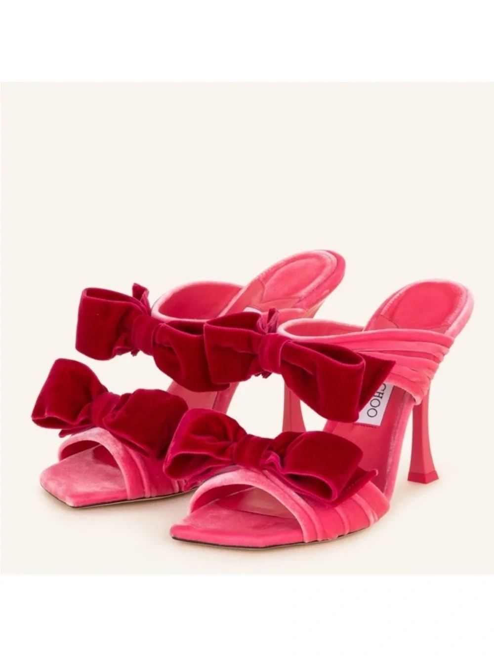 Like New JIMMY CHOO Flaca 100 Bow-Embellished Velvet Mules 36 $1,095